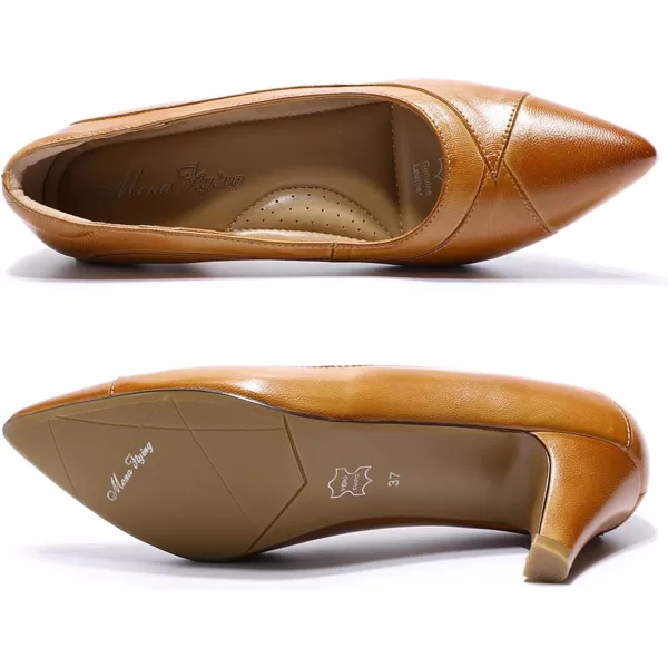 Mona flying Leather Retro Pointed Toe Pumps Women Kitten Heels Dressy Casual Shoes