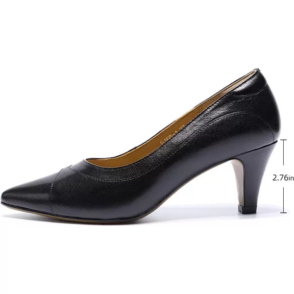 Mona flying Leather Retro Pointed Toe Pumps Women Kitten Heels Dressy Casual Shoes