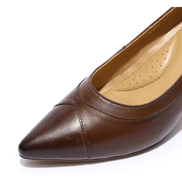 Mona flying Leather Retro Pointed Toe Pumps Women Kitten Heels Dressy Casual Shoes