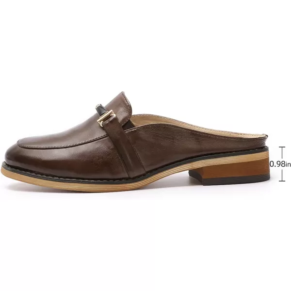 Mona flying Women Leather Mules Shoes Backless Slip On Loafer Low Heel Flats Summer Slide