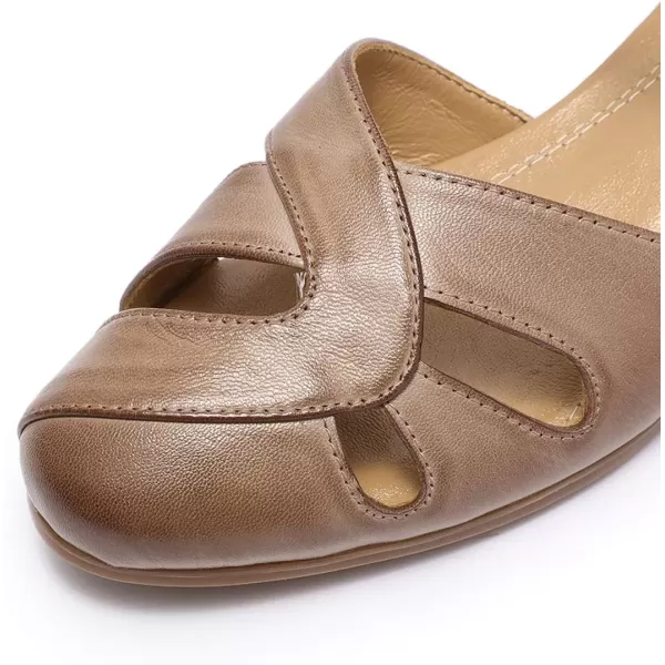 Mona flying Women Leather Tatianna Dress Sandals Closed Toe Low Heels Strappy Flats Summer Casual Shoes