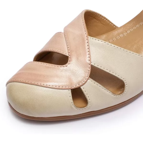 Mona flying Women Leather Tatianna Dress Sandals Closed Toe Low Heels Strappy Flats Summer Casual Shoes