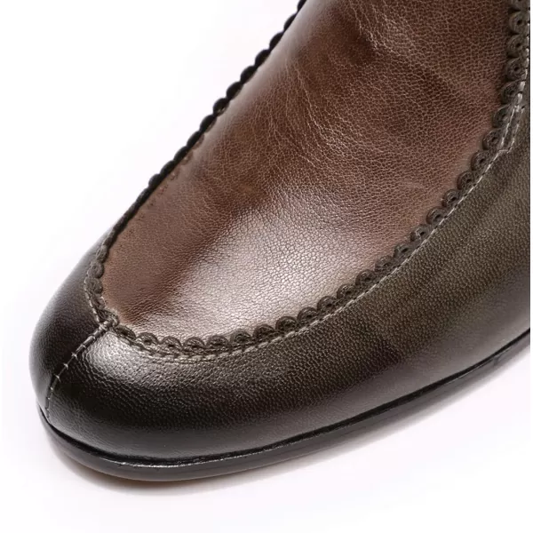 Mona flying Women Ruched Genuine Leather Mid Calf Boots Dual Side Zippers Round Toe Buckle Strap Booties Shoes