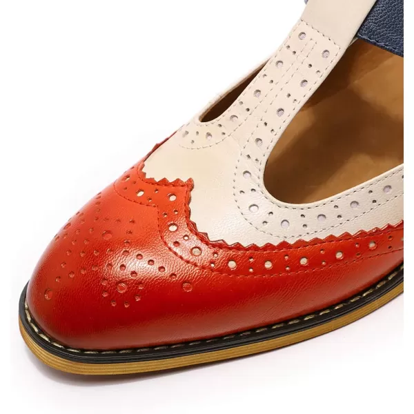 Mona flying Women's Classic Wingtip Oxfords Mary Jane Flat Leather Shoes for Ladies