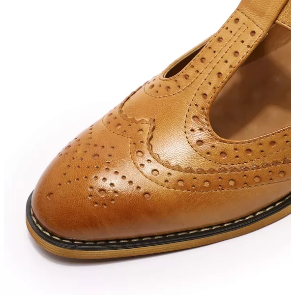 Mona flying Women's Classic Wingtip Oxfords Mary Jane Flat Leather Shoes for Ladies