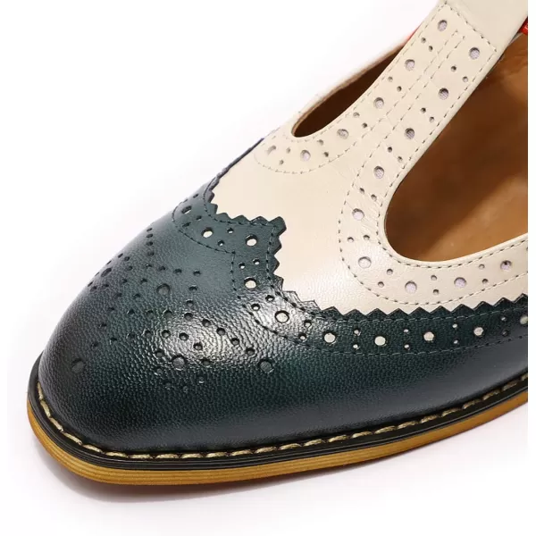 Mona flying Women's Classic Wingtip Oxfords Mary Jane Flat Leather Shoes for Ladies