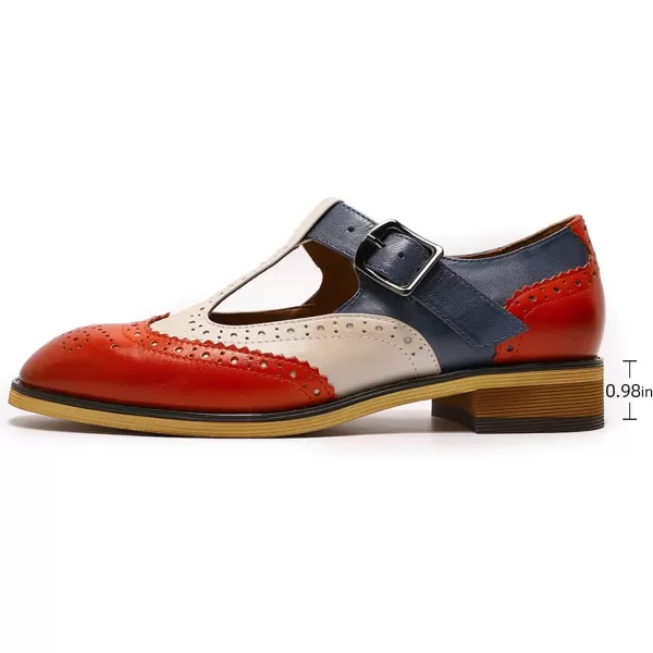 Mona flying Women's Classic Wingtip Oxfords Mary Jane Flat Leather Shoes for Ladies
