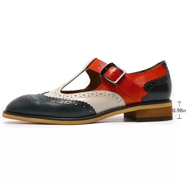 Mona flying Women's Classic Wingtip Oxfords Mary Jane Flat Leather Shoes for Ladies