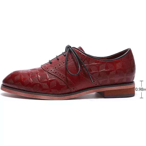 Mona flying Women's Comfortable Saddle Oxfords Brogue Lace-up Leather Shoes for Ladies