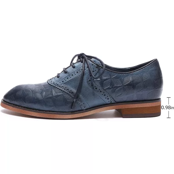 Mona flying Women's Comfortable Saddle Oxfords Brogue Lace-up Leather Shoes for Ladies