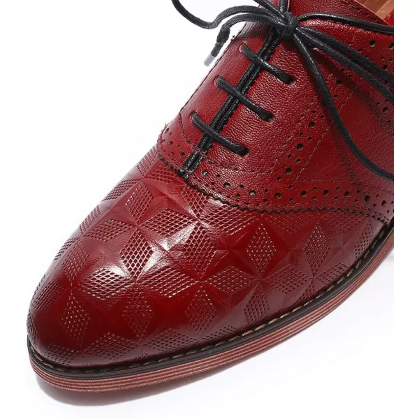 Mona flying Women's Comfortable Saddle Oxfords Brogue Lace-up Leather Shoes for Ladies