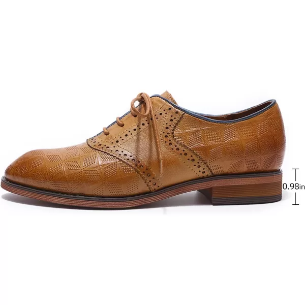 Mona flying Women's Comfortable Saddle Oxfords Brogue Lace-up Leather Shoes for Ladies