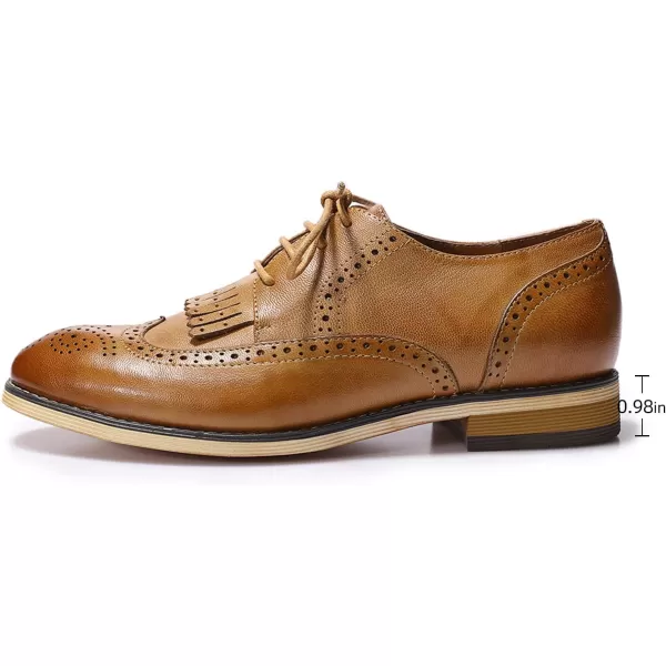 Mona flying Women's Handcrafted Wingtip Oxfords Brogue Vintage Lace up Leather Shoes for Ladies