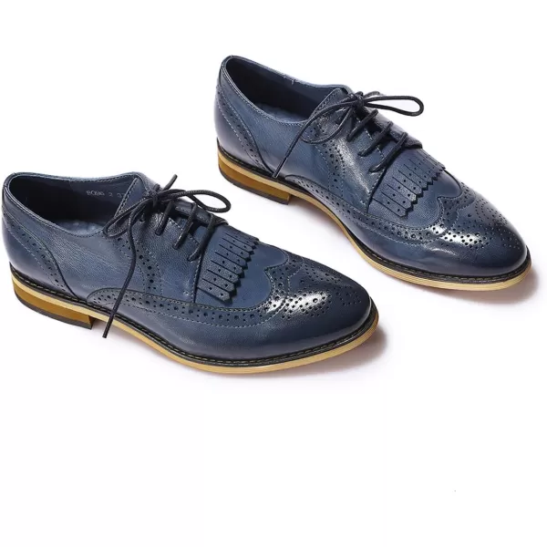 Mona flying Women's Handcrafted Wingtip Oxfords Brogue Vintage Lace up Leather Shoes for Ladies