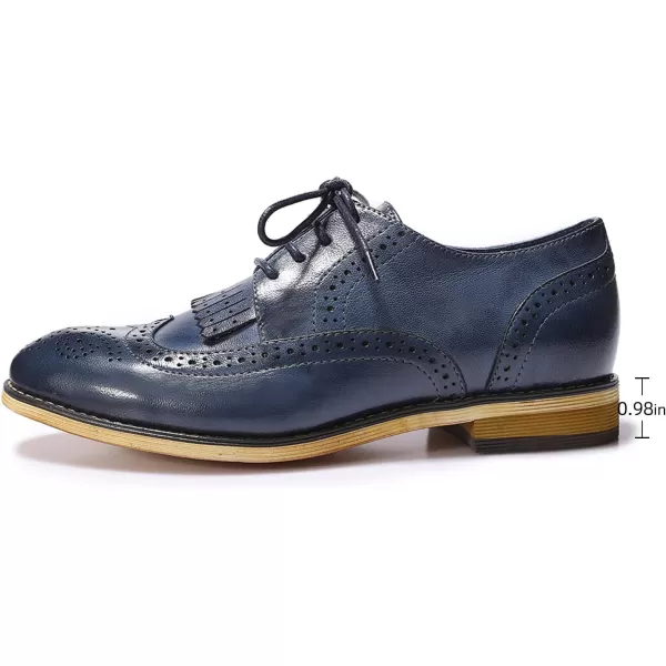 Mona flying Women's Handcrafted Wingtip Oxfords Brogue Vintage Lace up Leather Shoes for Ladies