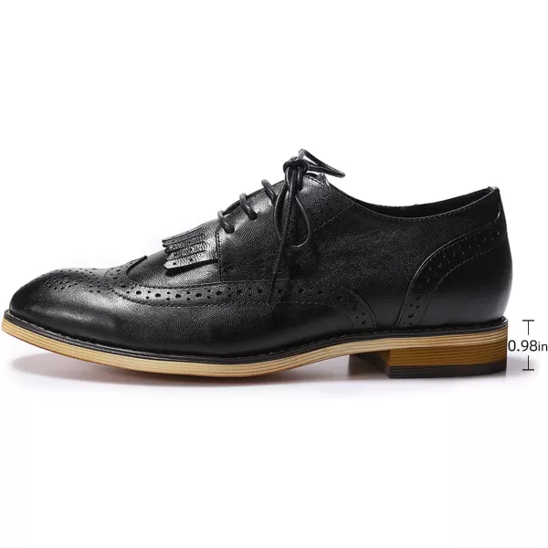 Mona flying Women's Handcrafted Wingtip Oxfords Brogue Vintage Lace up Leather Shoes for Ladies