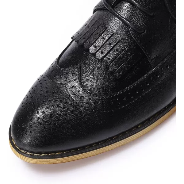 Mona flying Women's Handcrafted Wingtip Oxfords Brogue Vintage Lace up Leather Shoes for Ladies