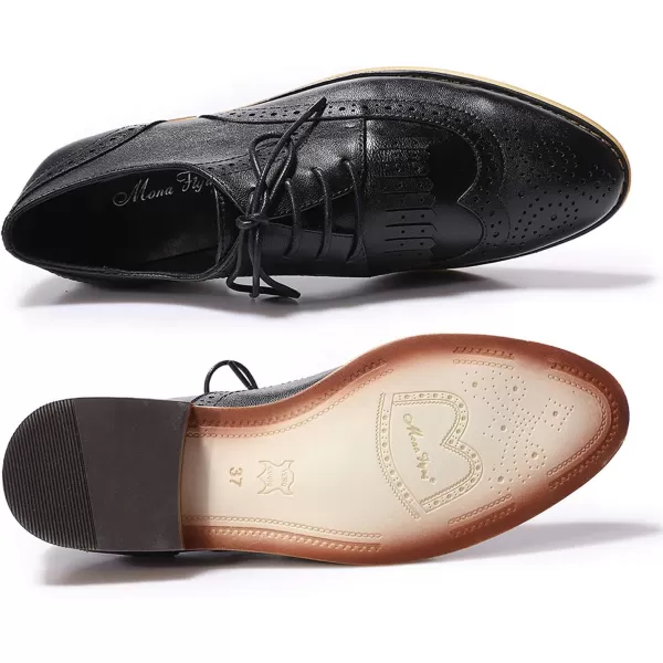 Mona flying Women's Handcrafted Wingtip Oxfords Brogue Vintage Lace up Leather Shoes for Ladies