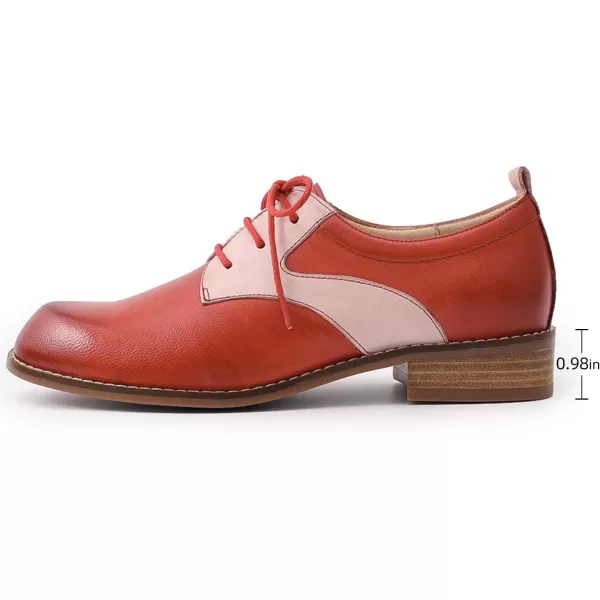 Mona flying Women's Handmade Two Tone Dress Oxfords Saddle Derby Comfy Lace up Leather Shoes for Ladies