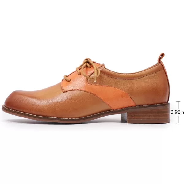 Mona flying Women's Handmade Two Tone Dress Oxfords Saddle Derby Comfy Lace up Leather Shoes for Ladies
