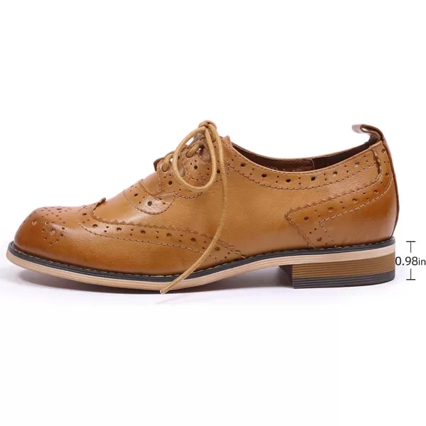 Mona flying Women's Handmade Wingtip Oxfords Comfy Lace up Brogue Leather Shoes for Ladies