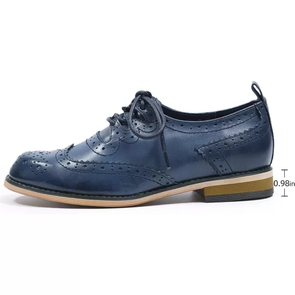 Mona flying Women's Handmade Wingtip Oxfords Comfy Lace up Brogue Leather Shoes for Ladies