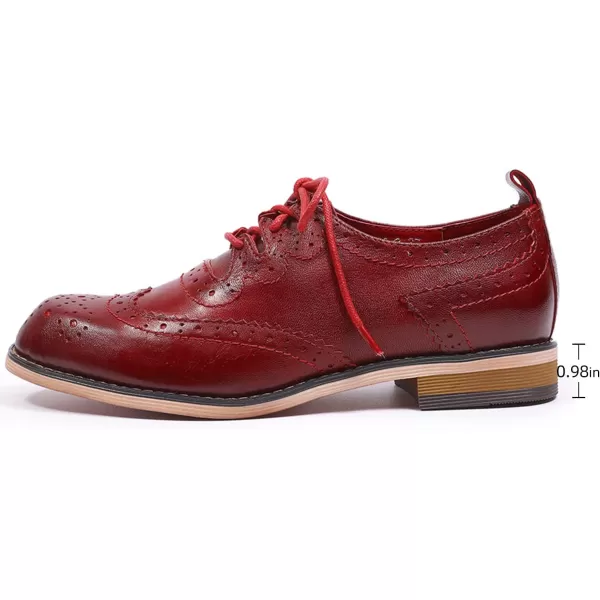 Mona flying Women's Handmade Wingtip Oxfords Comfy Lace up Brogue Leather Shoes for Ladies