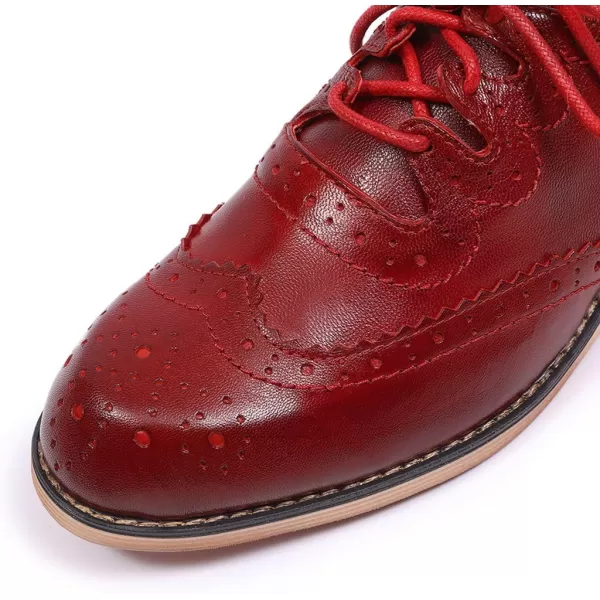Mona flying Women's Handmade Wingtip Oxfords Comfy Lace up Brogue Leather Shoes for Ladies