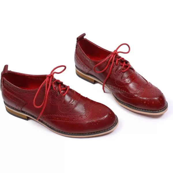 Mona flying Women's Handmade Wingtip Oxfords Comfy Lace up Brogue Leather Shoes for Ladies