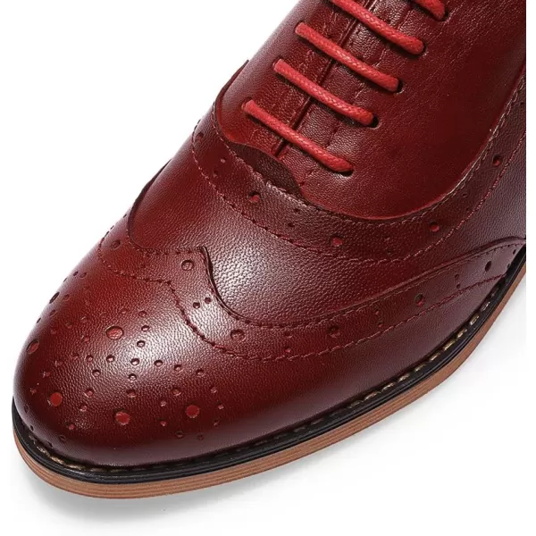 Mona flying Womens Leather Flat Oxfords Shoes for Women Perforated Lace-up Wingtip Vintage Brogues Shoes
