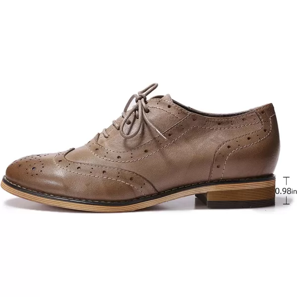 Mona flying Womens Leather Flat Oxfords Shoes for Women Perforated Lace-up Wingtip Vintage Brogues Shoes