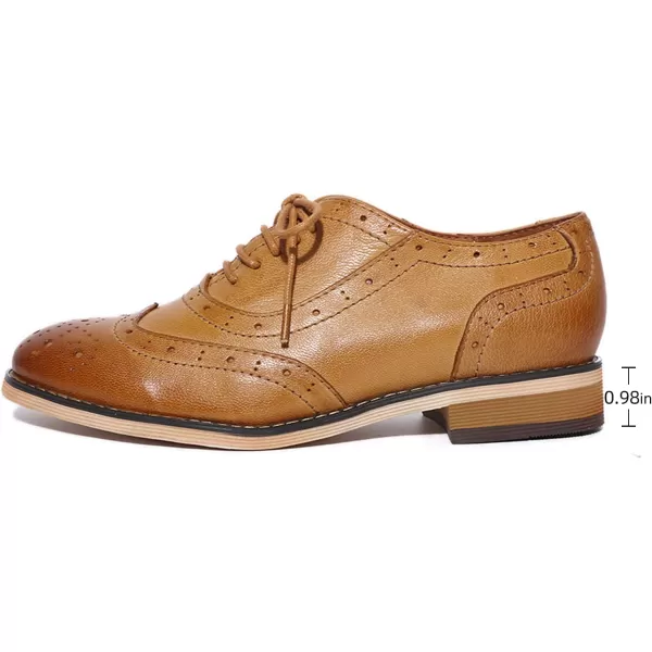 Mona flying Womens Leather Flat Oxfords Shoes for Women Perforated Lace-up Wingtip Vintage Brogues Shoes