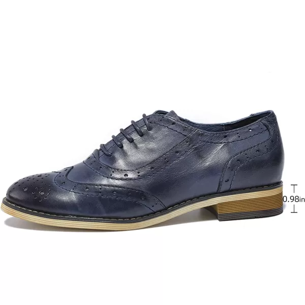Mona flying Womens Leather Flat Oxfords Shoes for Women Perforated Lace-up Wingtip Vintage Brogues Shoes