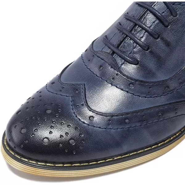 Mona flying Womens Leather Flat Oxfords Shoes for Women Perforated Lace-up Wingtip Vintage Brogues Shoes