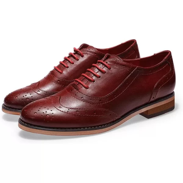 Mona flying Womens Leather Flat Oxfords Shoes for Women Perforated Lace-up Wingtip Vintage Brogues Shoes