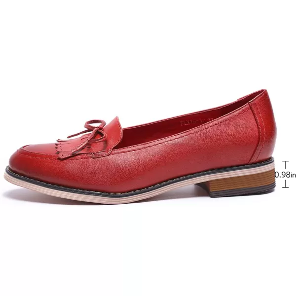 Mona flying Women's Leather Penny Loafer Casual Flat Shoes for Women Ladies