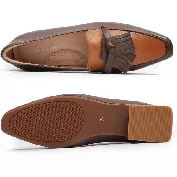 Mona flying Women's Leather Penny Loafer Casual Flat Shoes for Women Ladies