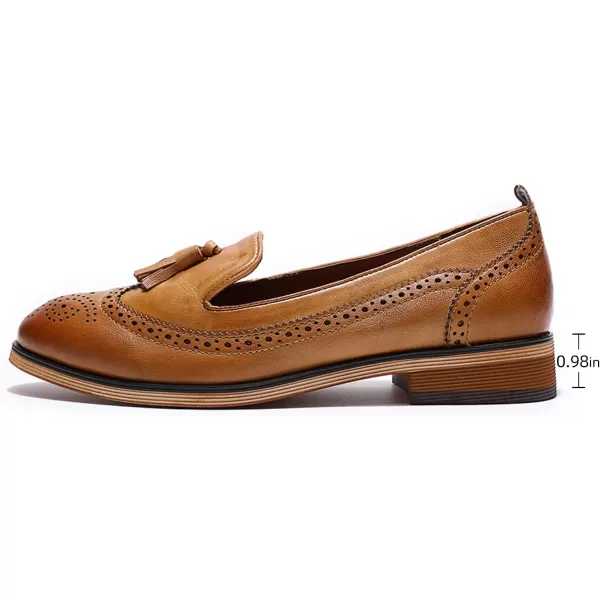 Mona flying Women's Leather Penny Loafer Casual Flat Shoes for Women Ladies