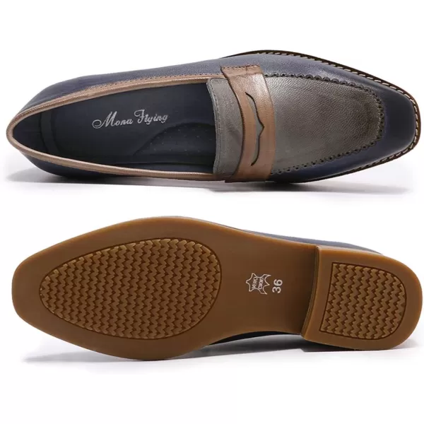 Mona flying Women's Leather Penny Loafer Casual Flat Shoes for Women Ladies