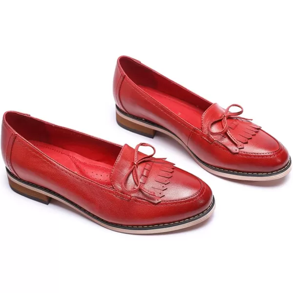 Mona flying Women's Leather Penny Loafer Casual Flat Shoes for Women Ladies