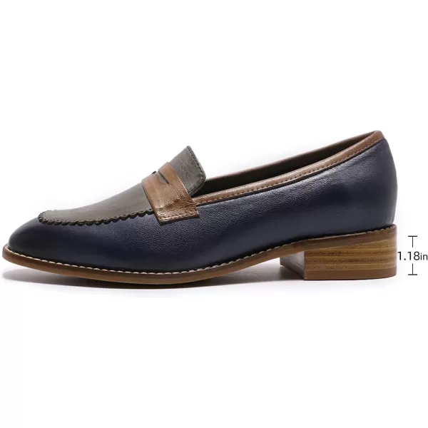 Mona flying Women's Leather Penny Loafer Casual Flat Shoes for Women Ladies