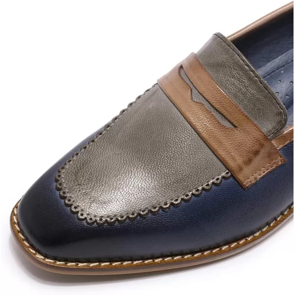 Mona flying Women's Leather Penny Loafer Casual Flat Shoes for Women Ladies