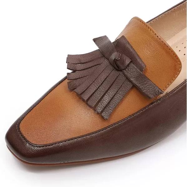 Mona flying Women's Leather Penny Loafer Casual Flat Shoes for Women Ladies
