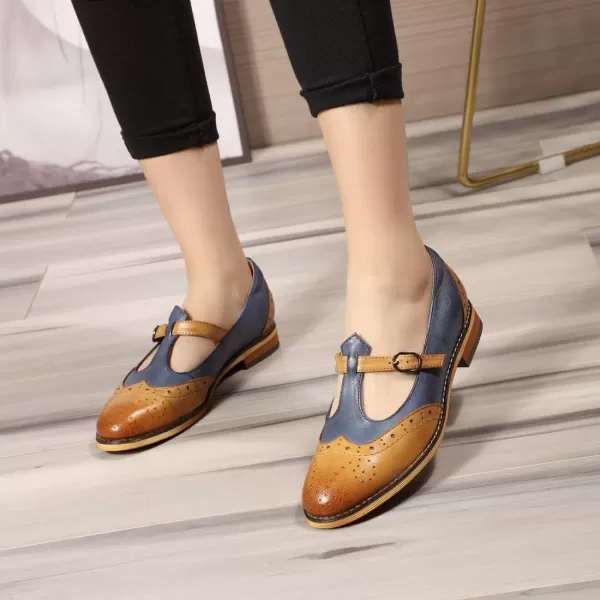 Mona flying Women's Leather Penny Loafer Casual Flat Shoes for Women Ladies