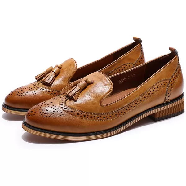 Mona flying Women's Leather Penny Loafer Casual Flat Shoes for Women Ladies
