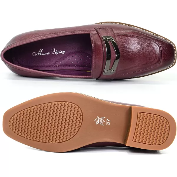 Mona flying Women's Leather Penny Loafer Casual Flat Shoes for Women Ladies