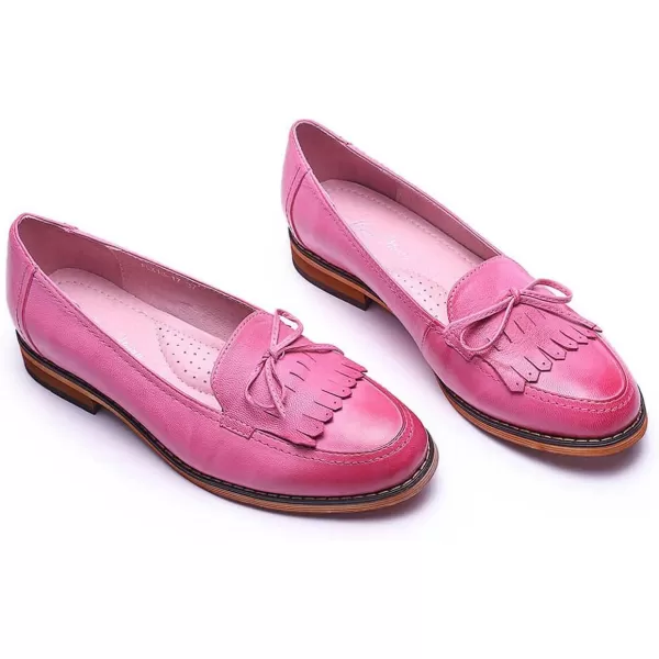 Mona flying Women's Leather Penny Loafer Casual Flat Shoes for Women Ladies