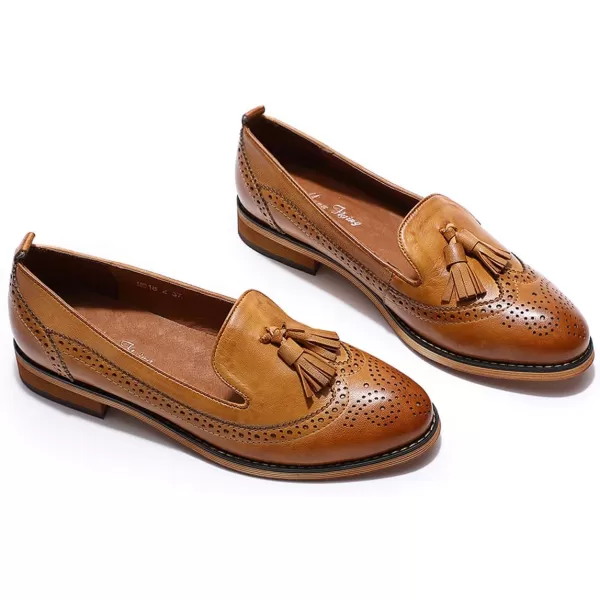 Mona flying Women's Leather Penny Loafer Casual Flat Shoes for Women Ladies