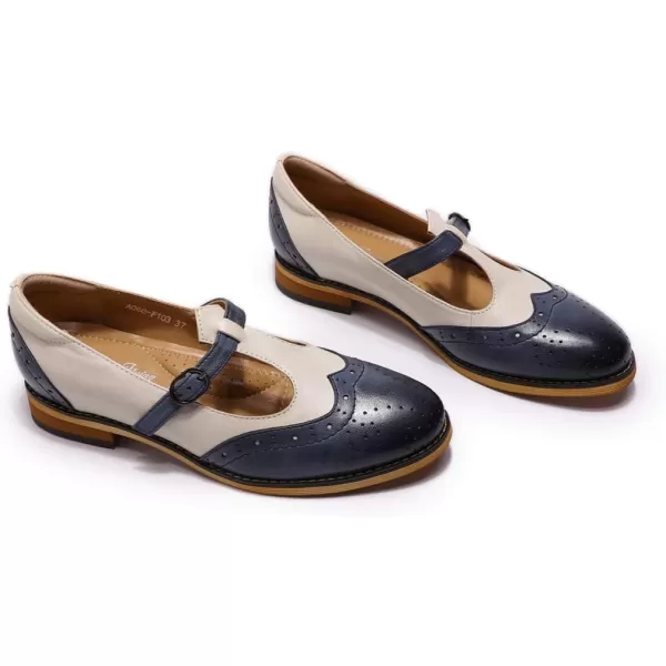 Mona flying Women's Leather Penny Loafer Casual Flat Shoes for Women Ladies
