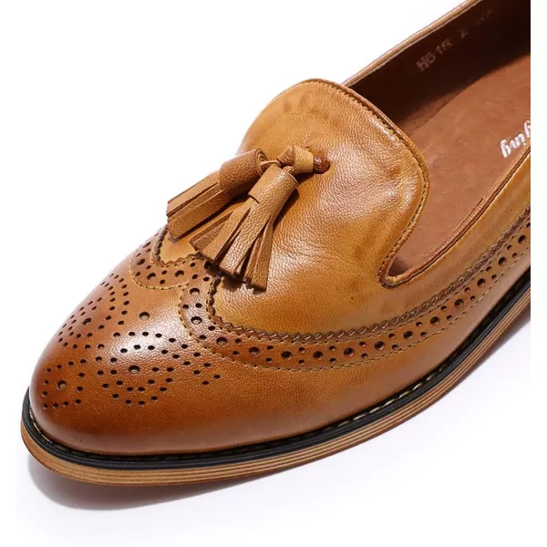 Mona flying Women's Leather Penny Loafer Casual Flat Shoes for Women Ladies